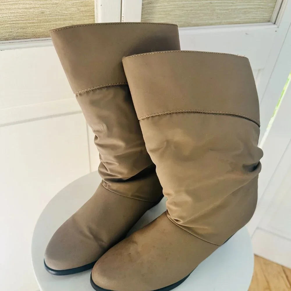 Vintage 1970s Danexx Insulated All Weather Winter Boots Tan Mid Calf 70s